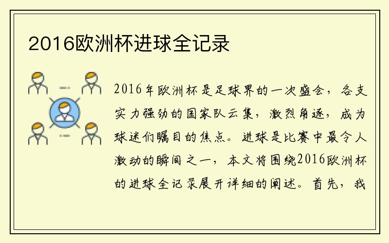 2016欧洲杯进球全记录